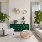 DESERT GREEN 3-Door Sideboard in Black Finish