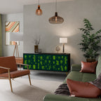 DESERT GREEN 3-Door Sideboard in Black Finish