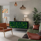 DESERT GREEN 3-Door Sideboard in Black Finish