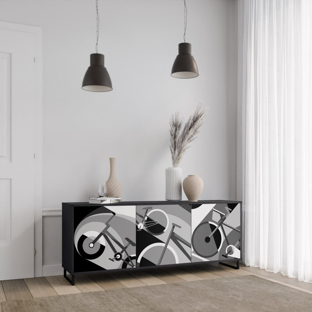 BIKE ENERGY 3-Door Sideboard in Black Finish