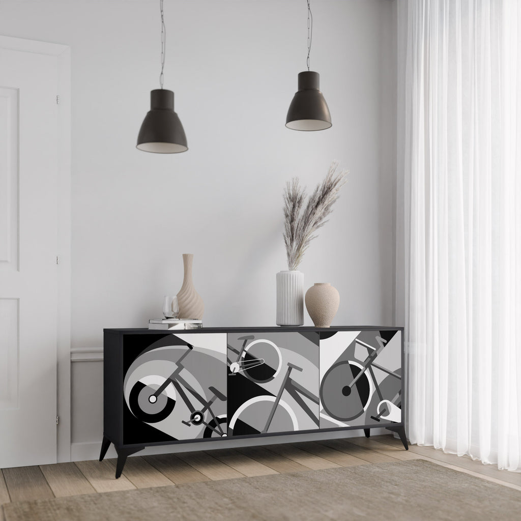 BIKE ENERGY 3-Door Sideboard in Black Finish