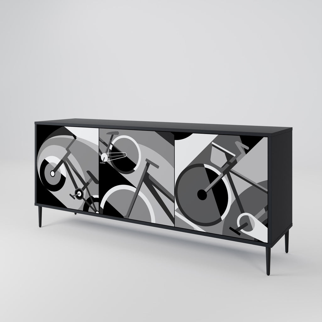 BIKE ENERGY 3-Door Sideboard in Black Finish