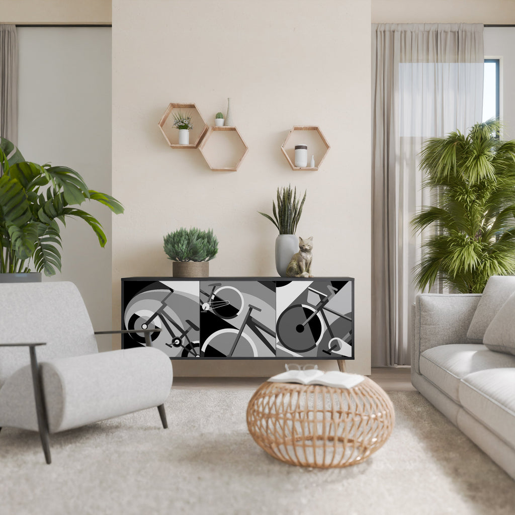 BIKE ENERGY 3-Door Sideboard in Black Finish