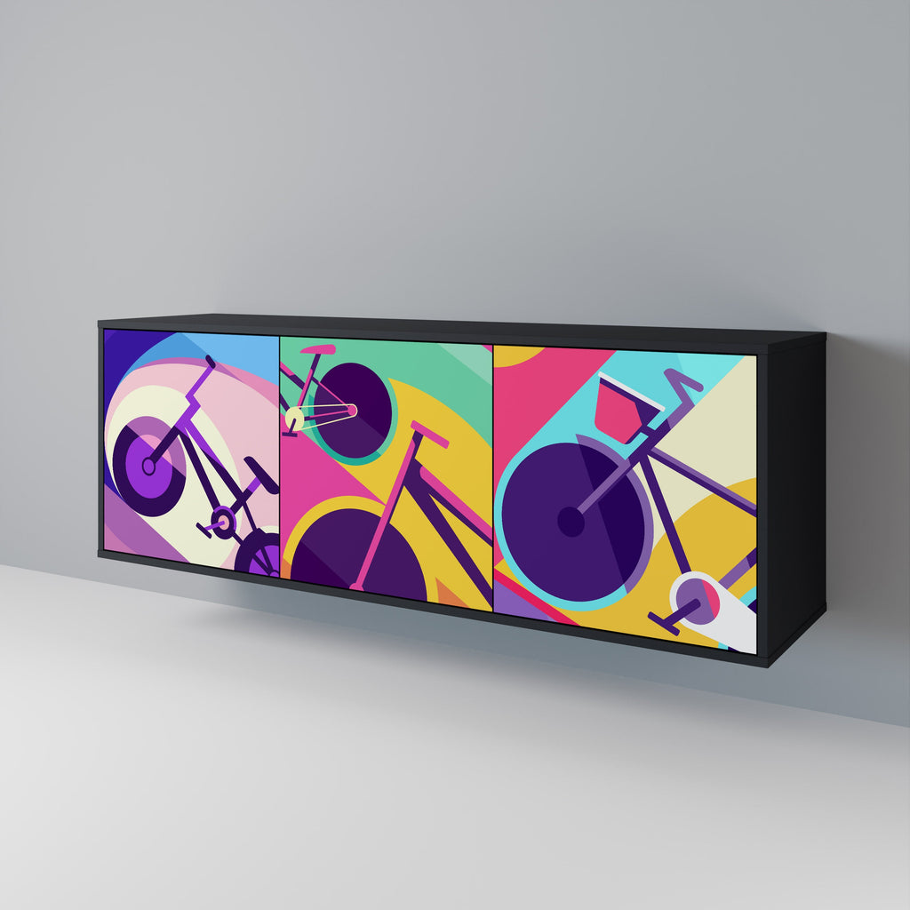 BIKE DREAMS 3-Door Sideboard in Black Finish