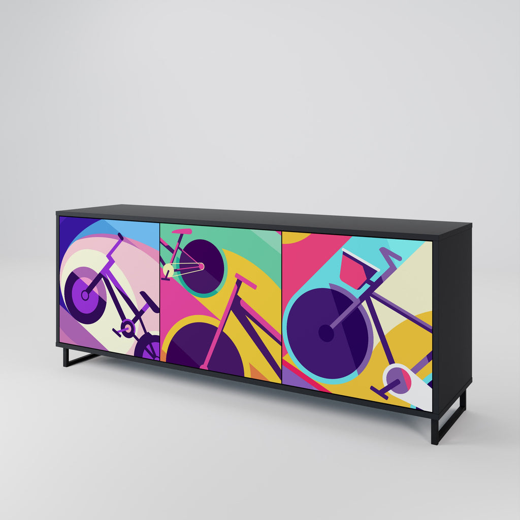 BIKE DREAMS 3-Door Sideboard in Black Finish