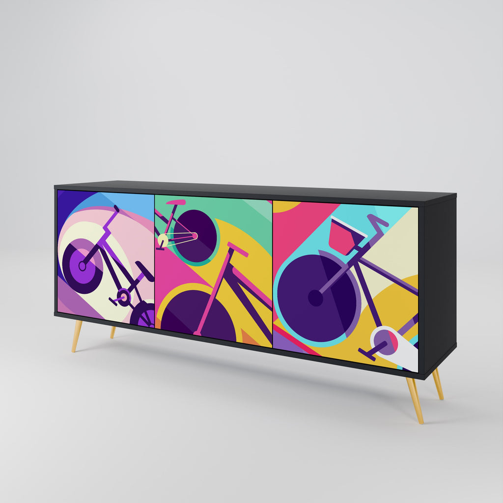 BIKE DREAMS 3-Door Sideboard in Black Finish