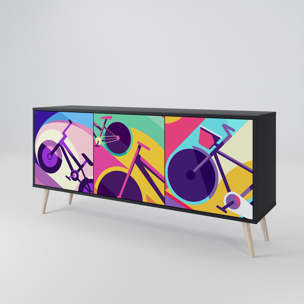 BIKE DREAMS 3-Door Sideboard in Black Finish