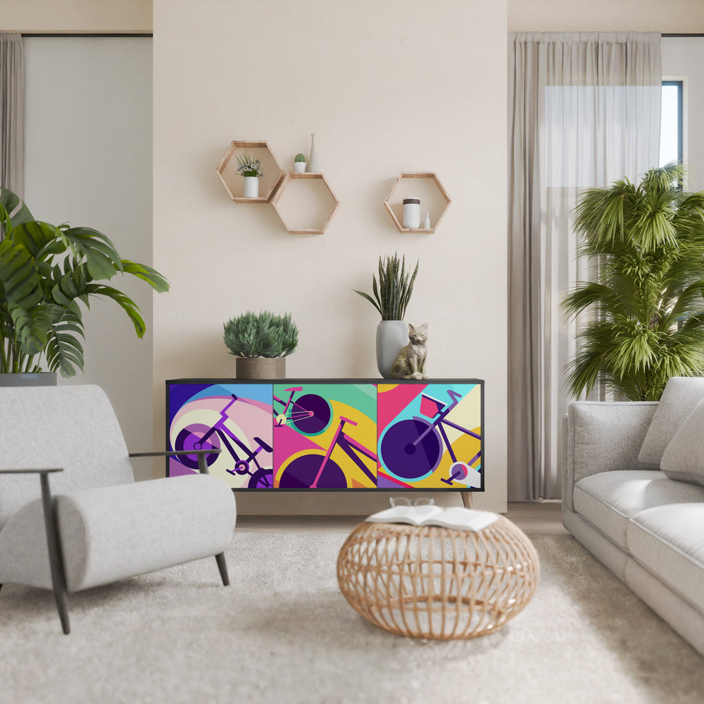 BIKE DREAMS 3-Door Sideboard in Black Finish