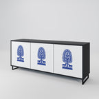 POLISH FOLK ART 3-Door Sideboard in Black Finish