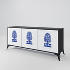 POLISH FOLK ART 3-Door Sideboard in Black Finish