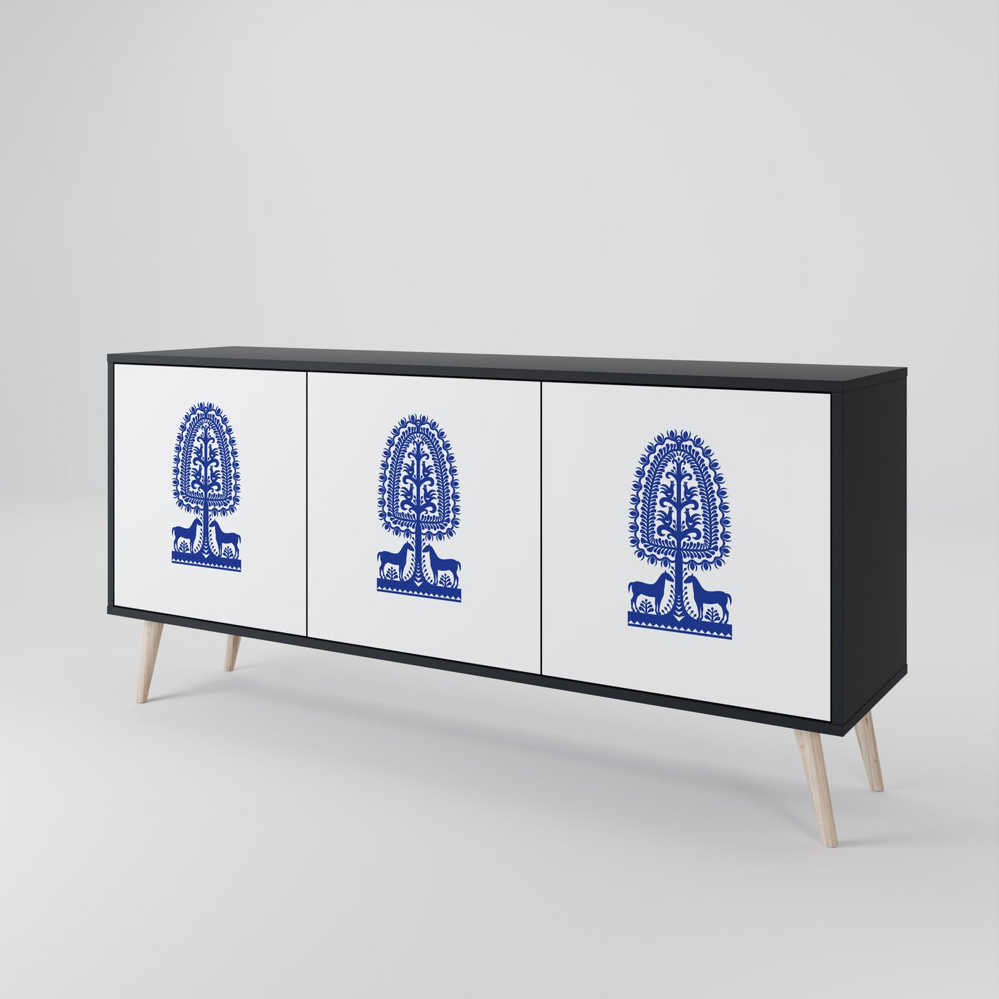POLISH FOLK ART 3-türiges Sideboard