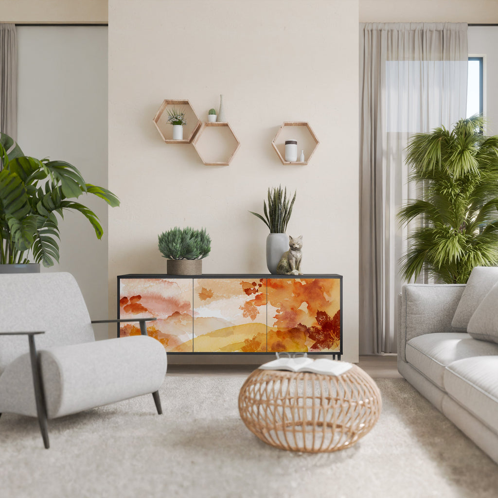 TRACES OF AUTUMN 3-Door Sideboard in Black Finish