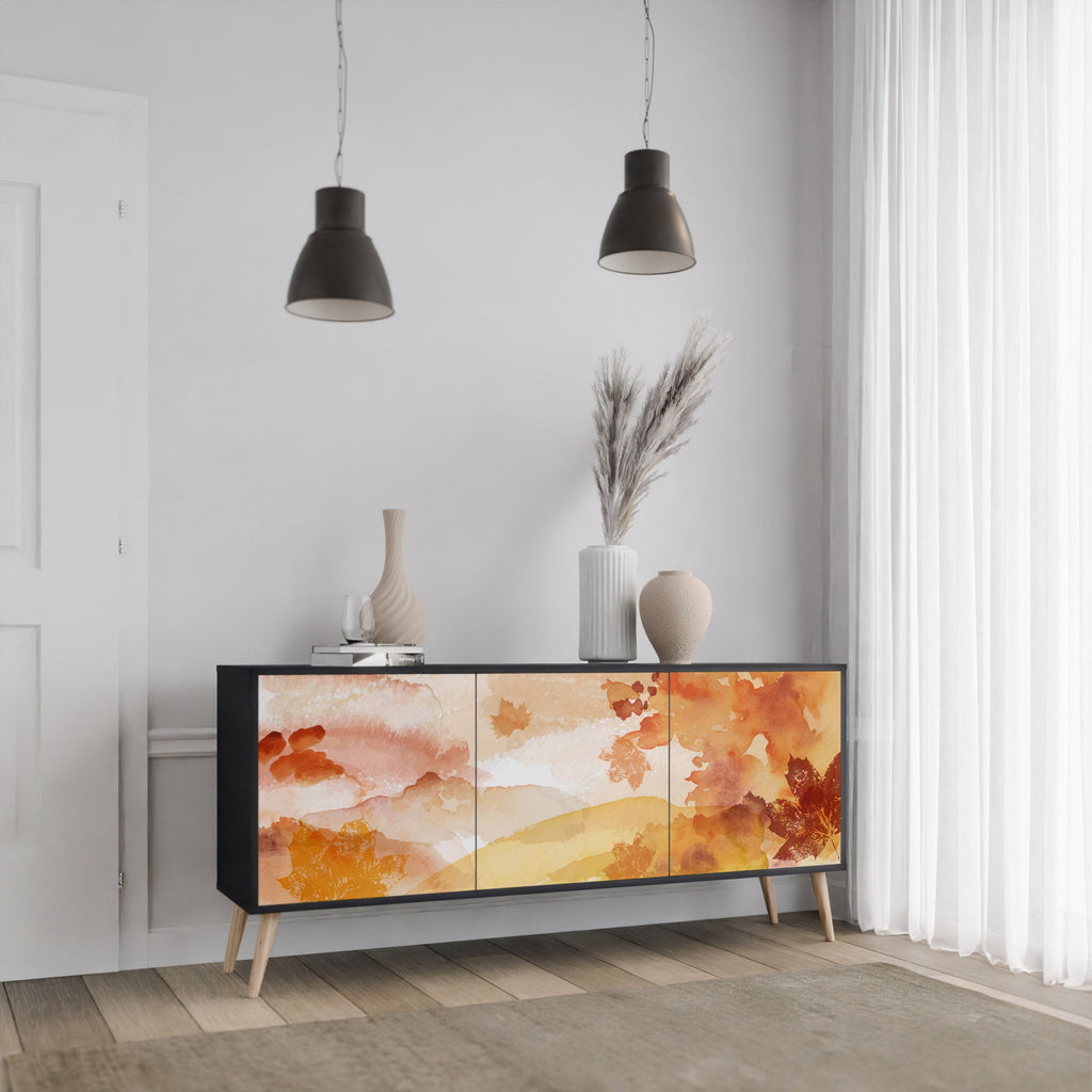 TRACES OF AUTUMN 3-Door Sideboard in Black Finish