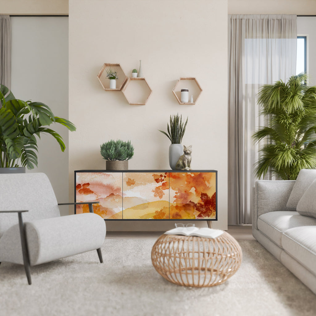 TRACES OF AUTUMN 3-Door Sideboard in Black Finish