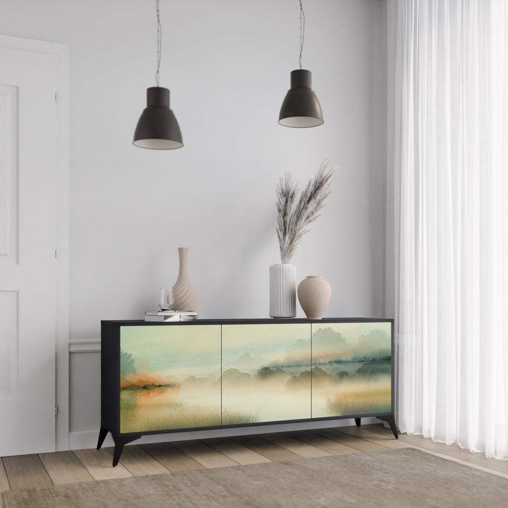 MORNING BY THE LAKE 3-Door Sideboard in Black Finish