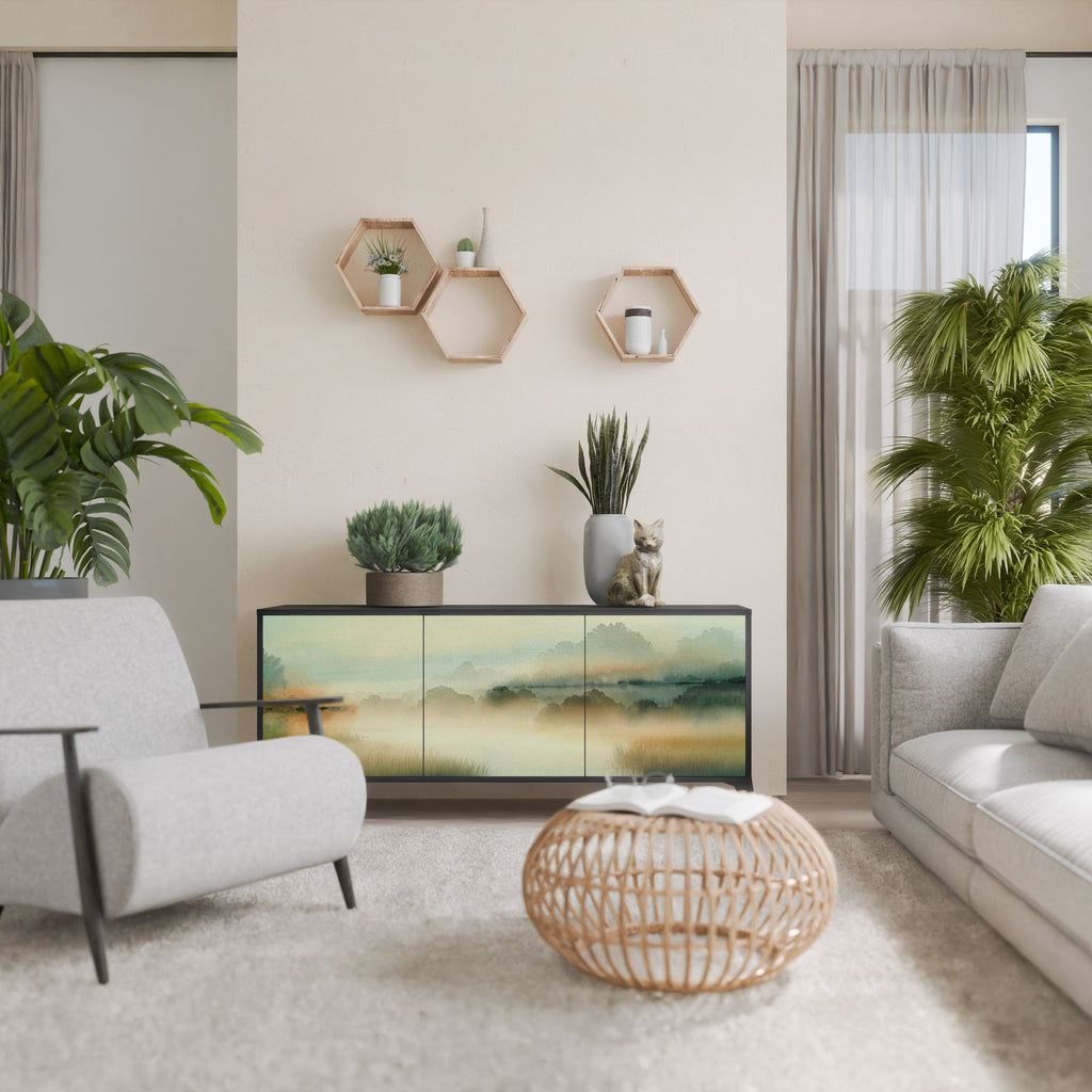 MORNING BY THE LAKE 3-Door Sideboard in Black Finish