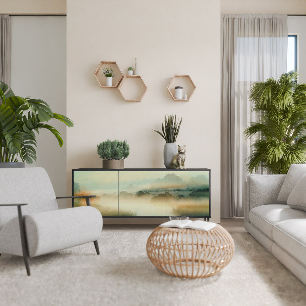 MORNING BY THE LAKE 3-Door Sideboard in Black Finish