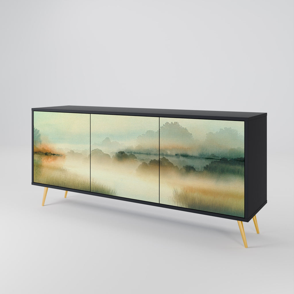 MORNING BY THE LAKE 3-Door Sideboard in Black Finish