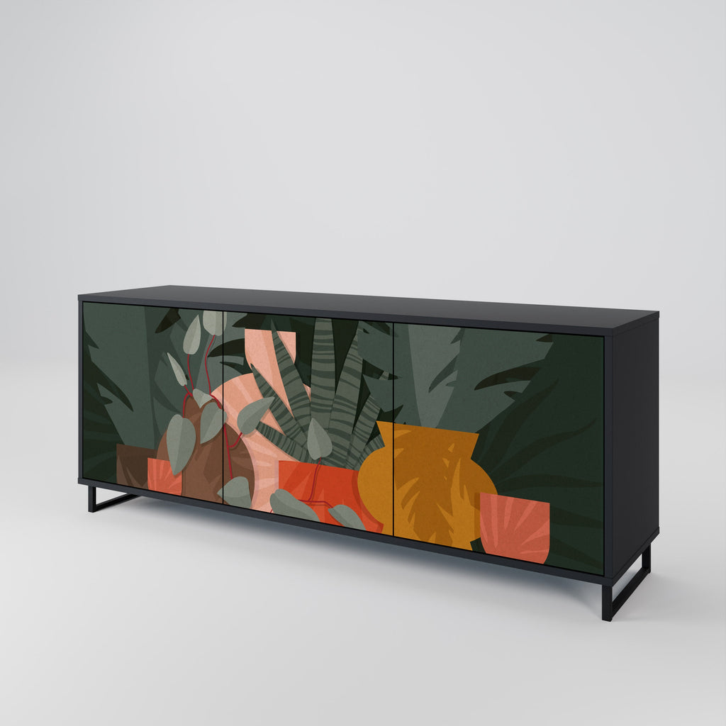 TROPICAL COMPOSITION 3-Door Sideboard in Black Finish