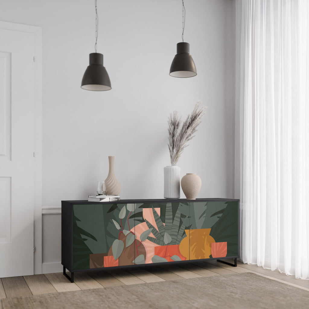 TROPICAL COMPOSITION 3-Door Sideboard in Black Finish