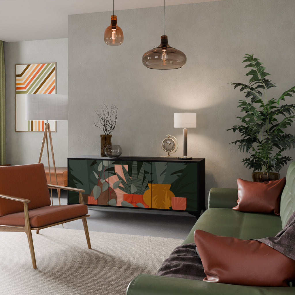 TROPICAL COMPOSITION 3-Door Sideboard in Black Finish