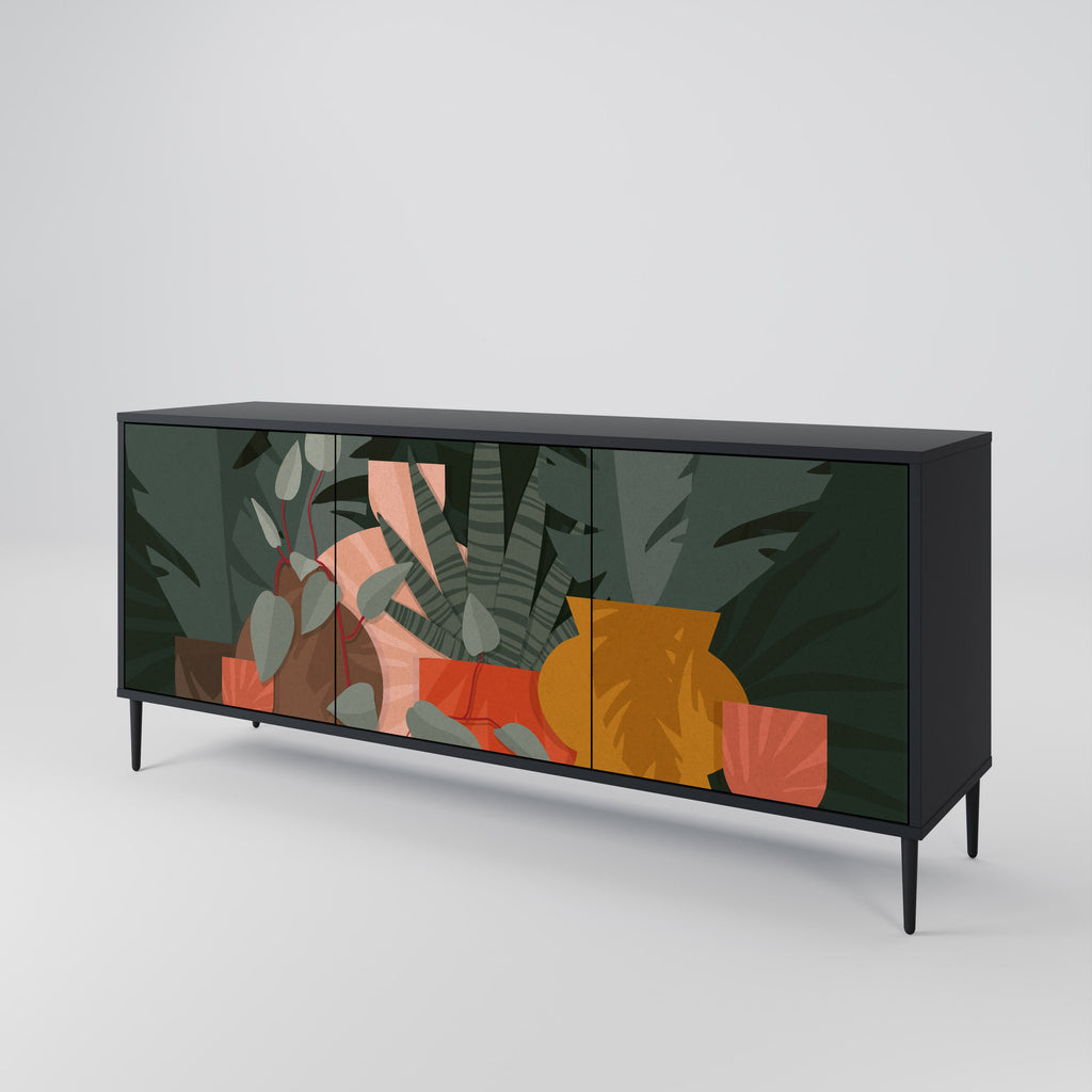 TROPICAL COMPOSITION 3-Door Sideboard in Black Finish