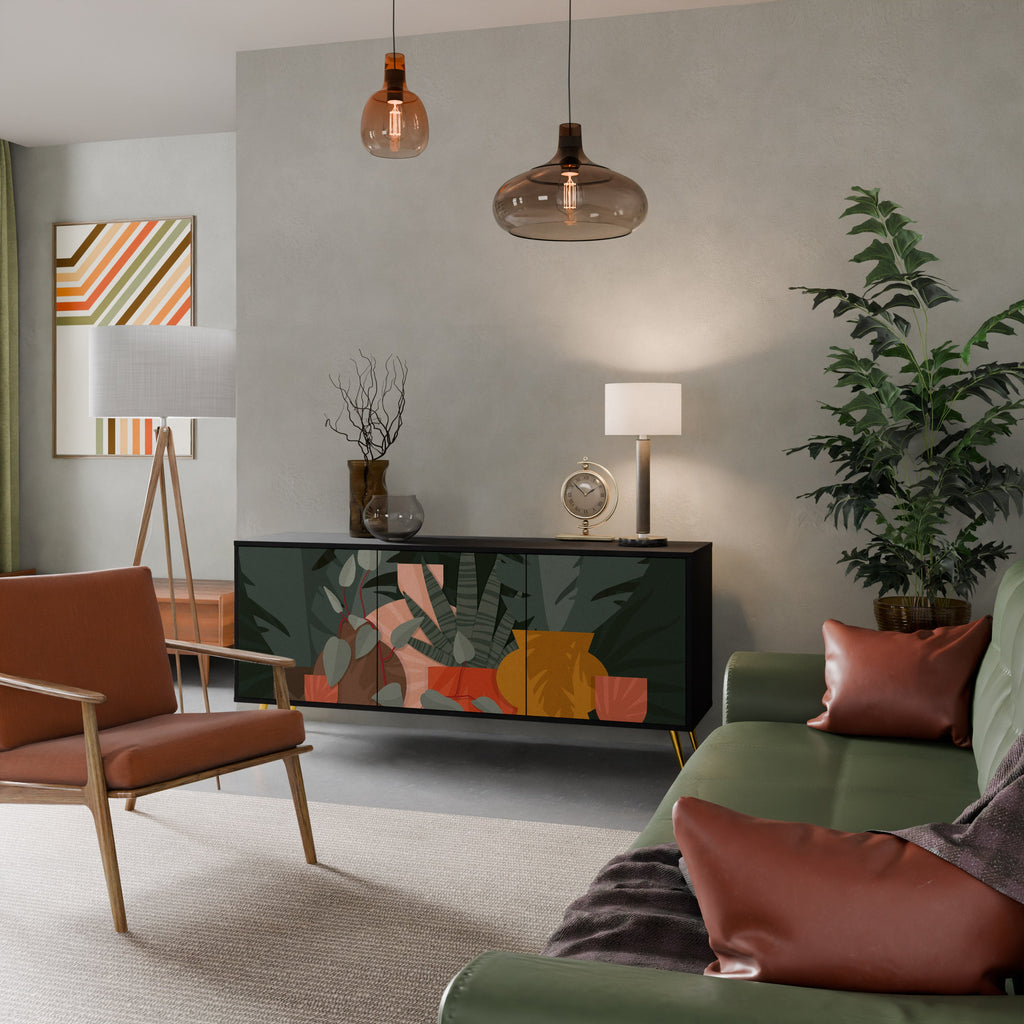 TROPICAL COMPOSITION 3-Door Sideboard in Black Finish