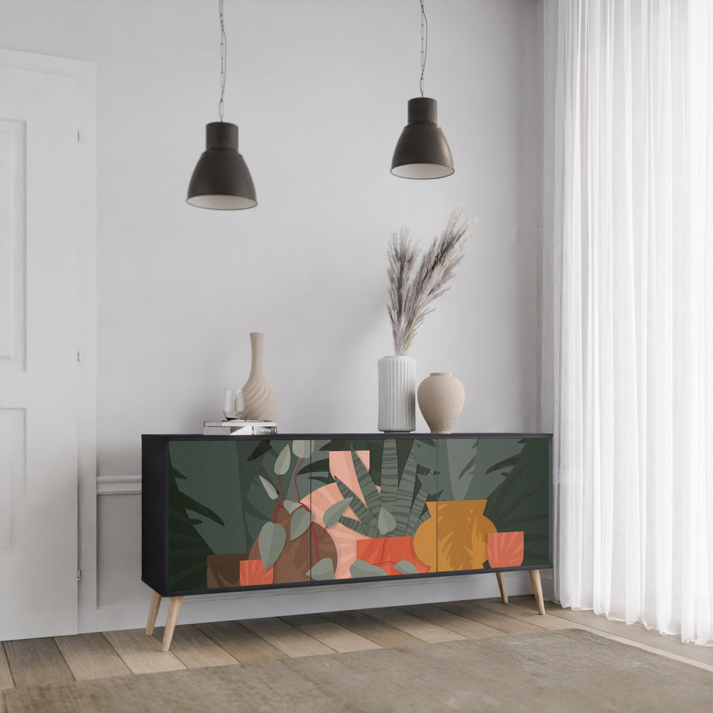 TROPICAL COMPOSITION 3-Door Sideboard in Black Finish