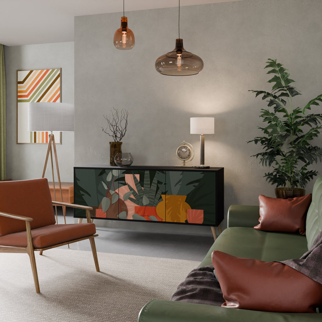 TROPICAL COMPOSITION 3-Door Sideboard in Black Finish