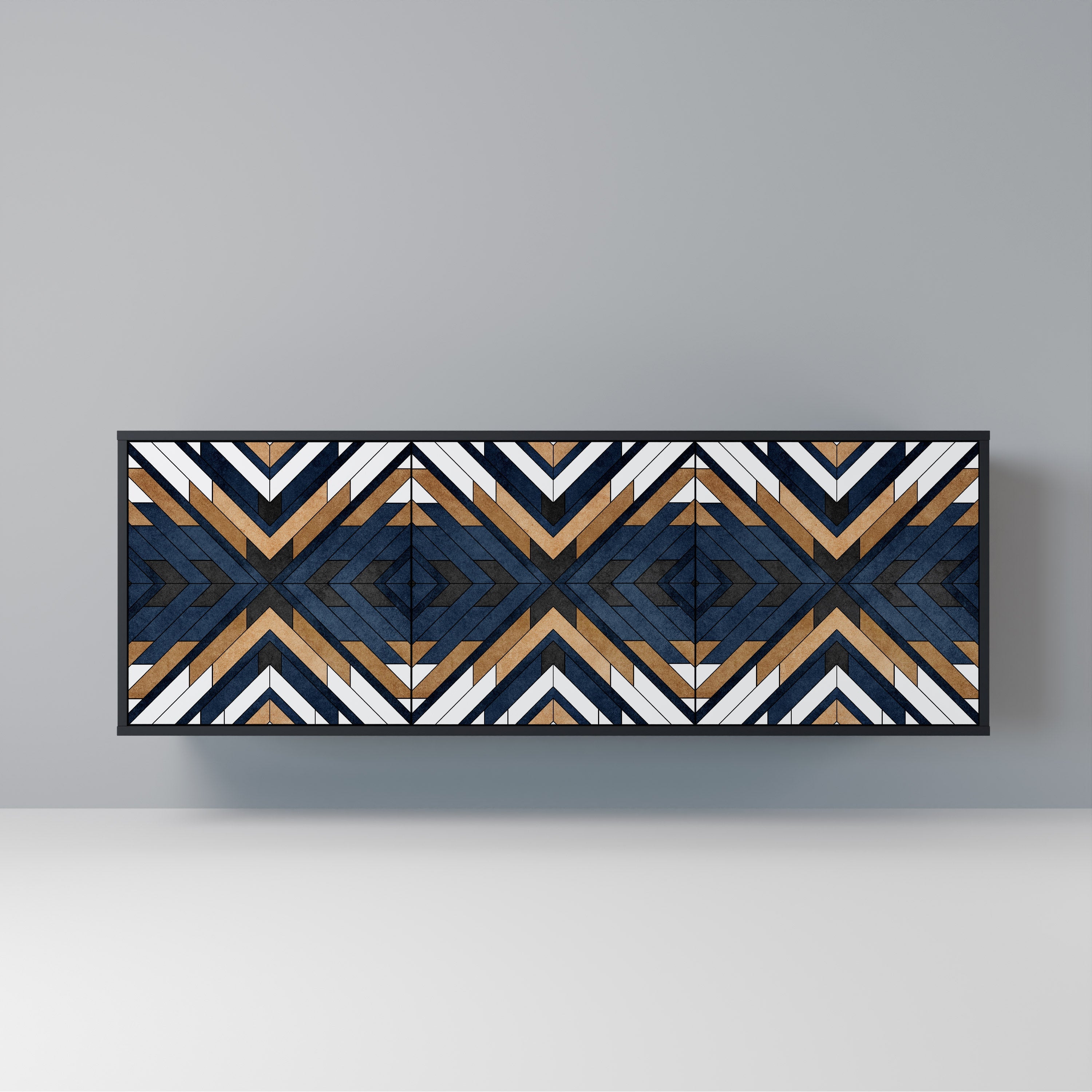 ARTFUL GEOMETRY 3-türiges Sideboard in schwarzem Finish