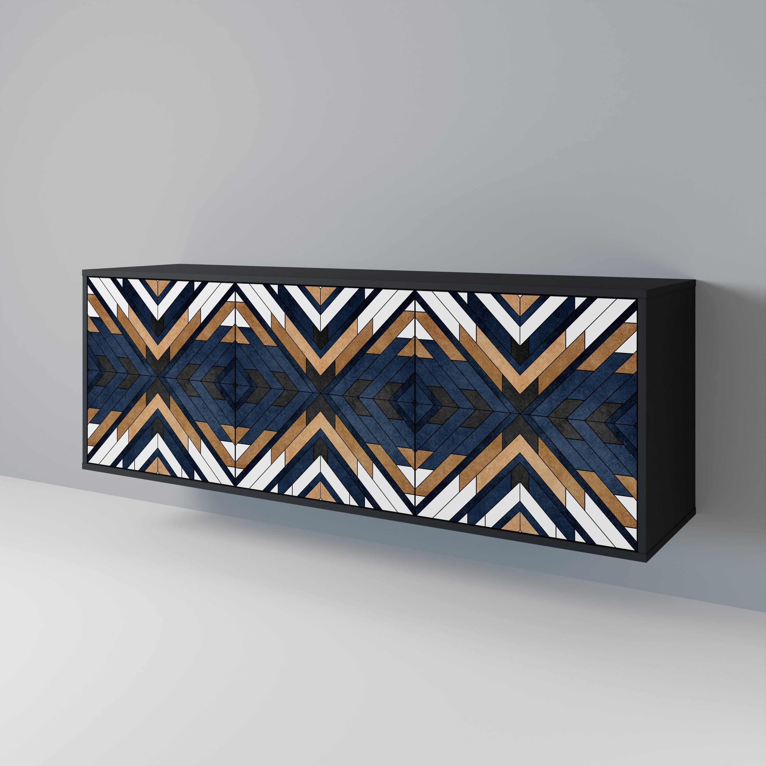 ARTFUL GEOMETRY 3-türiges Sideboard in schwarzem Finish
