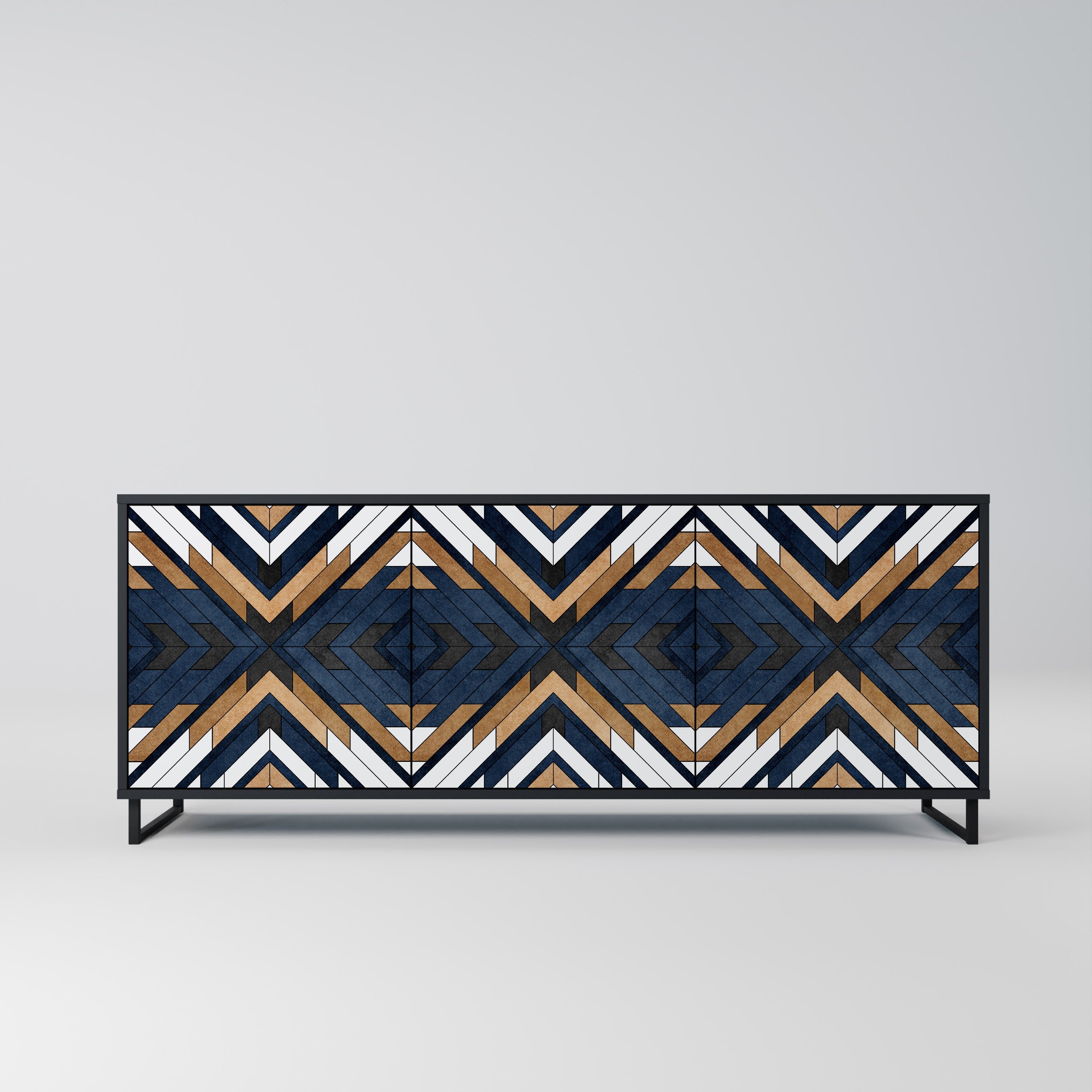 ARTFUL GEOMETRY 3-türiges Sideboard in schwarzem Finish