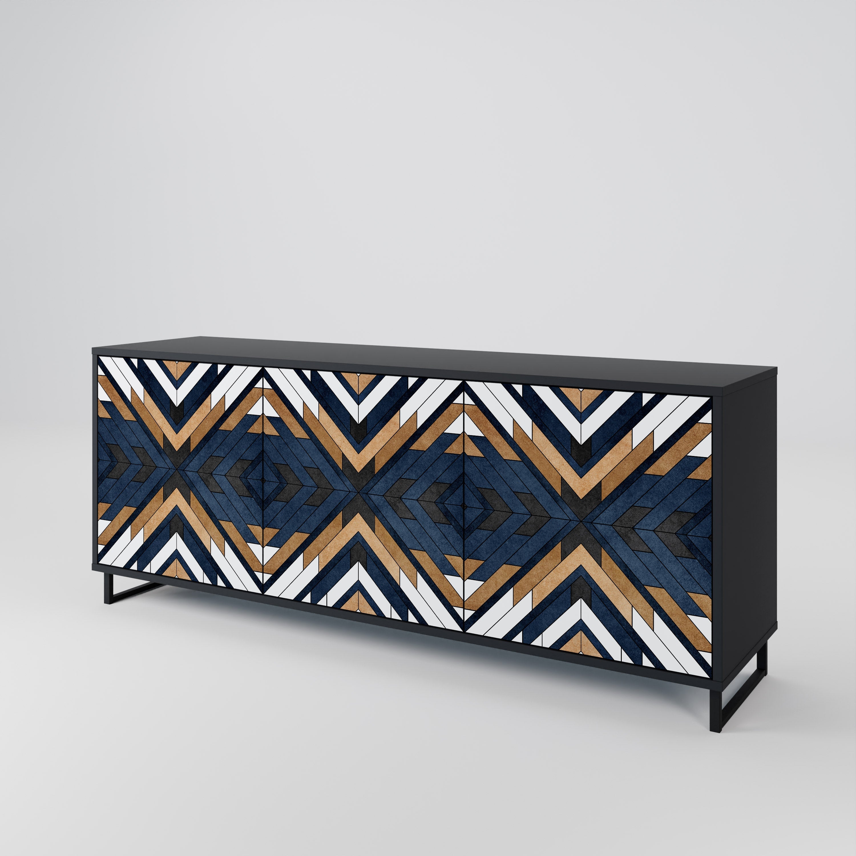 ARTFUL GEOMETRY 3-türiges Sideboard in schwarzem Finish