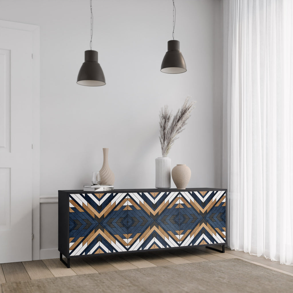 ARTFUL GEOMETRY 3-türiges Sideboard in schwarzem Finish