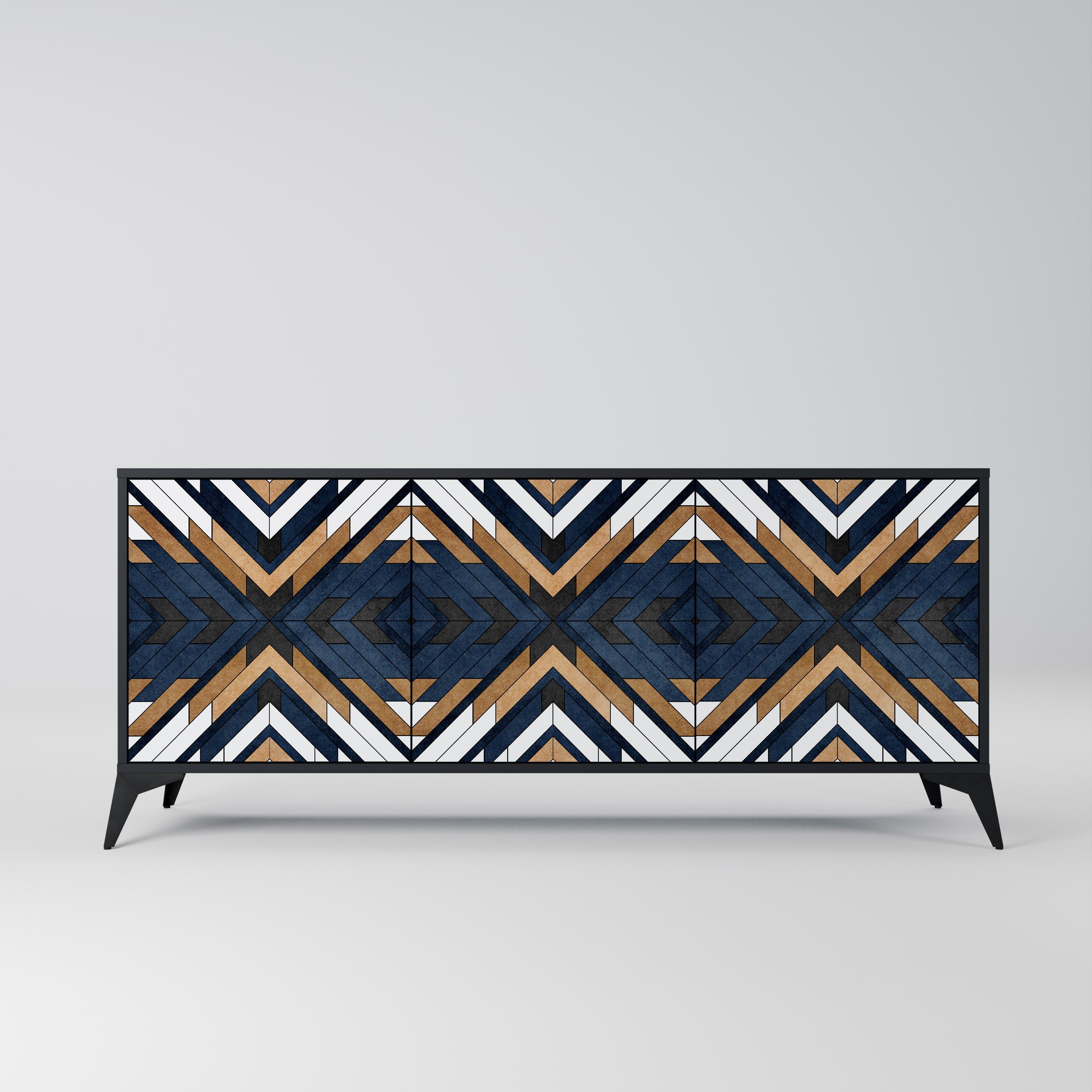 ARTFUL GEOMETRY 3-türiges Sideboard in schwarzem Finish