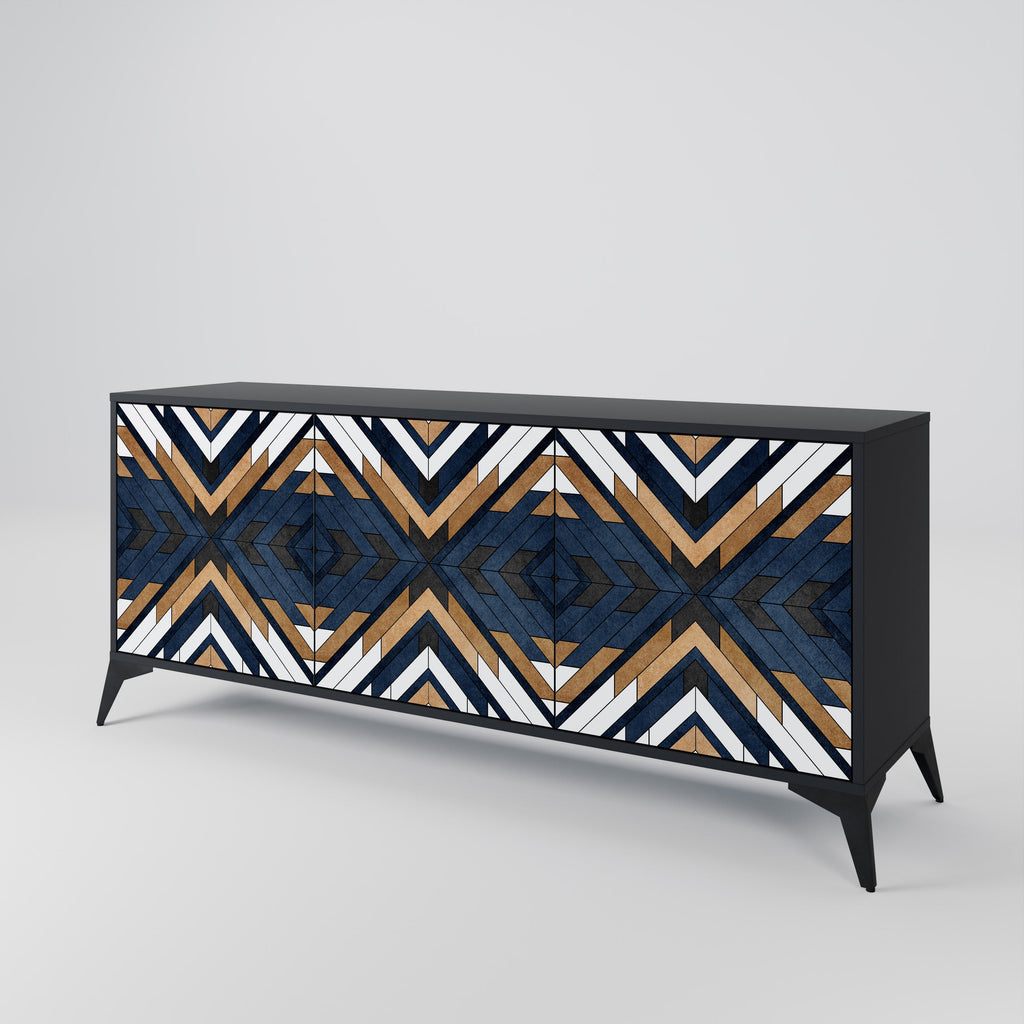 ARTFUL GEOMETRY 3-türiges Sideboard in schwarzem Finish