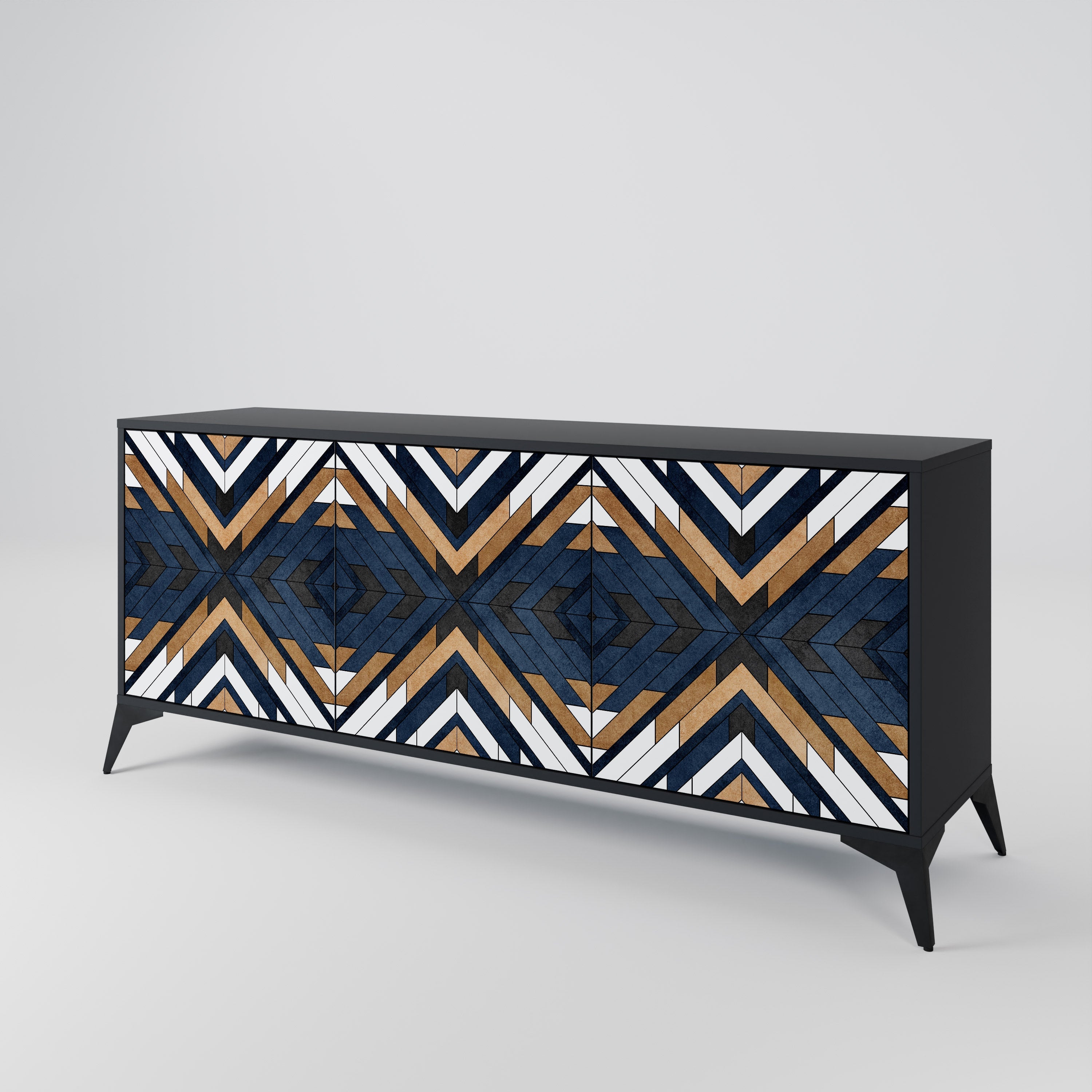 ARTFUL GEOMETRY 3-türiges Sideboard in schwarzem Finish