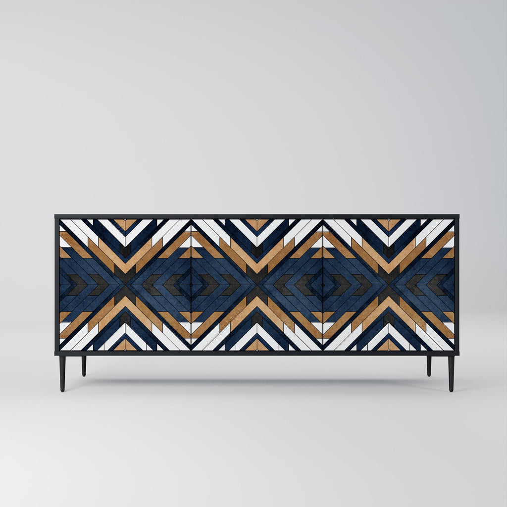 ARTFUL GEOMETRY 3-türiges Sideboard in schwarzem Finish