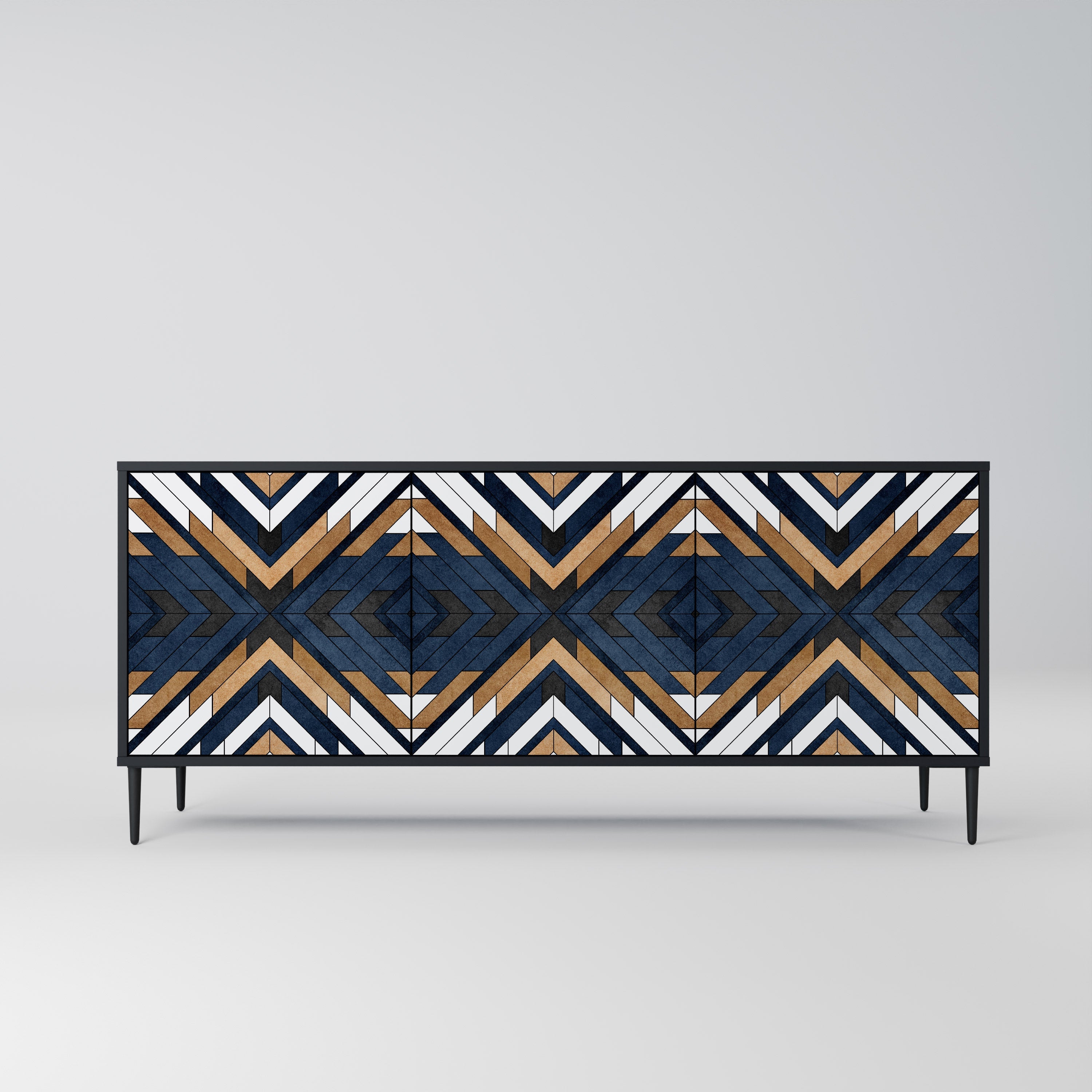 ARTFUL GEOMETRY 3-türiges Sideboard in schwarzem Finish