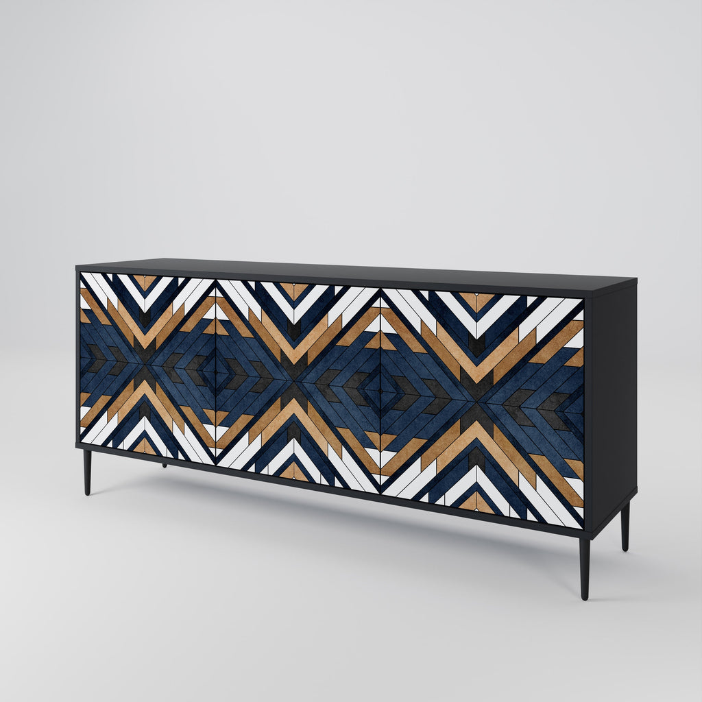 ARTFUL GEOMETRY 3-türiges Sideboard in schwarzem Finish