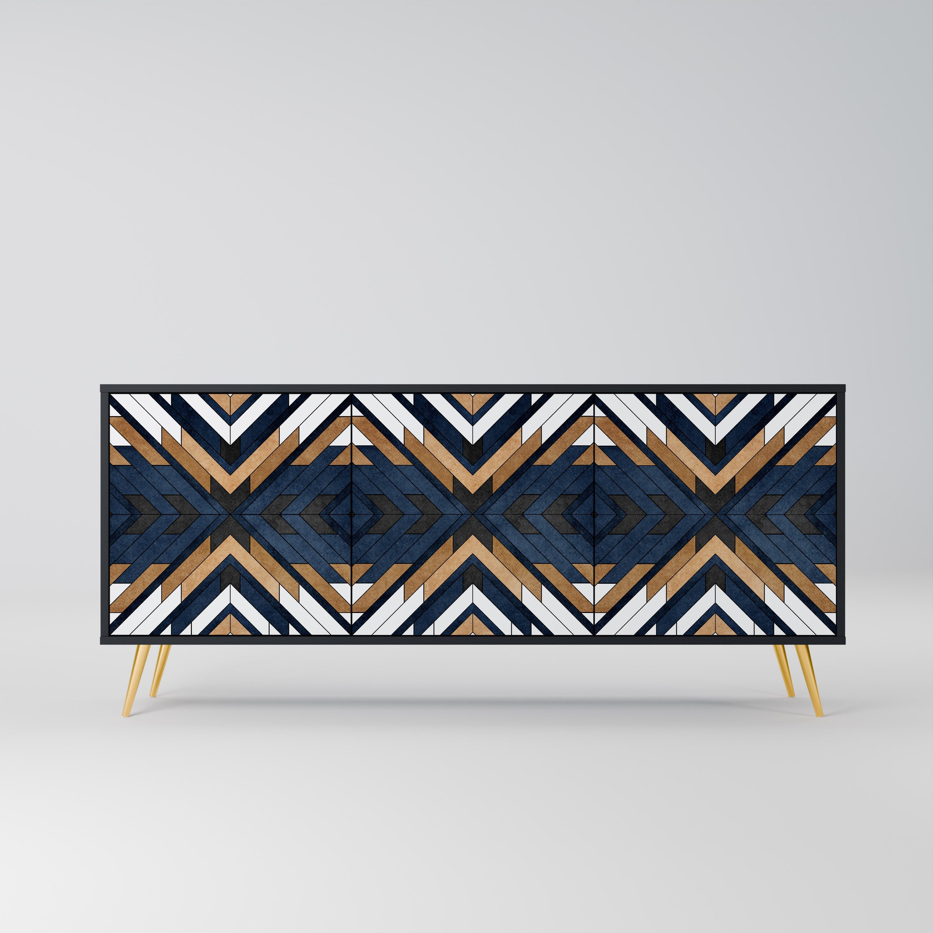ARTFUL GEOMETRY 3-türiges Sideboard in schwarzem Finish