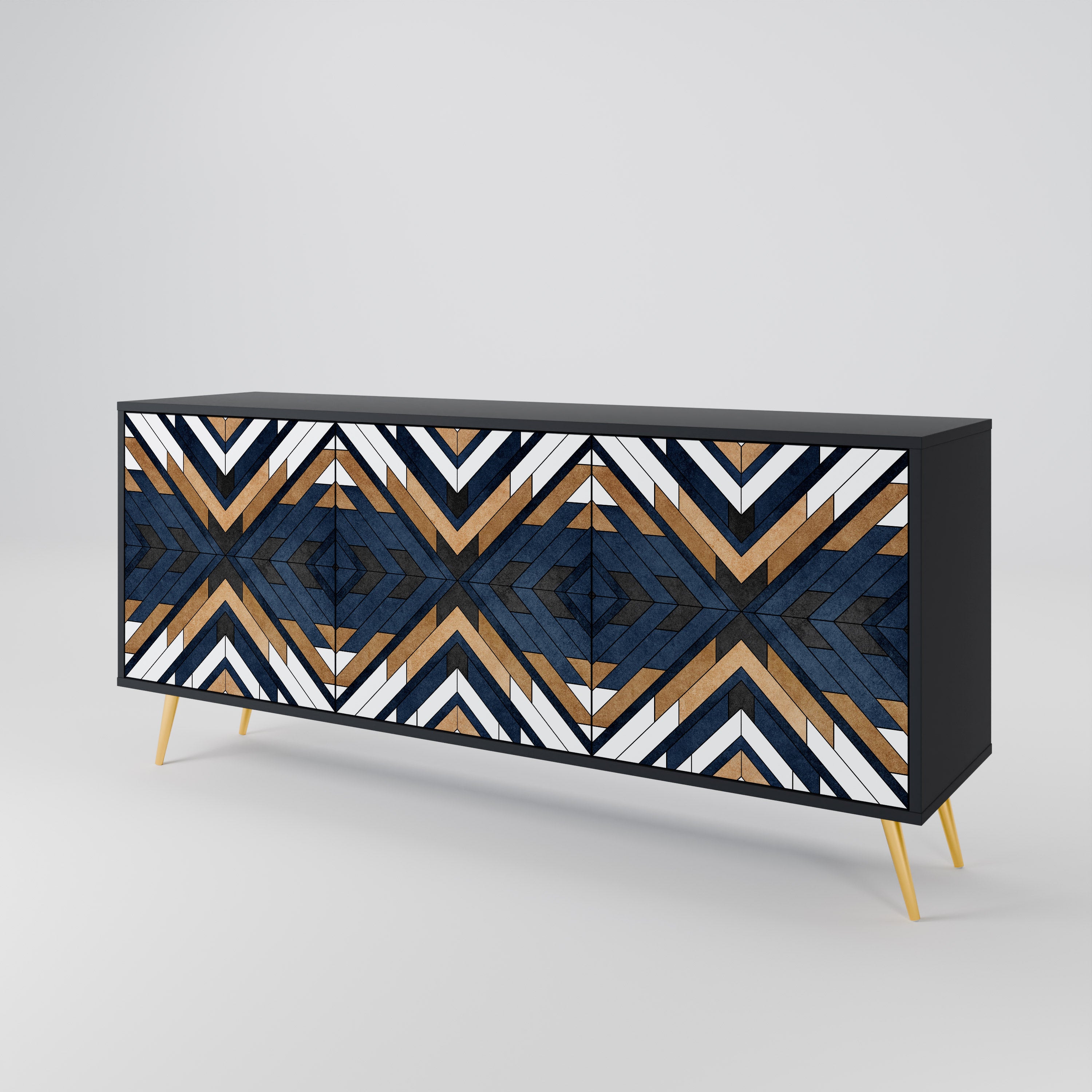 ARTFUL GEOMETRY 3-türiges Sideboard in schwarzem Finish
