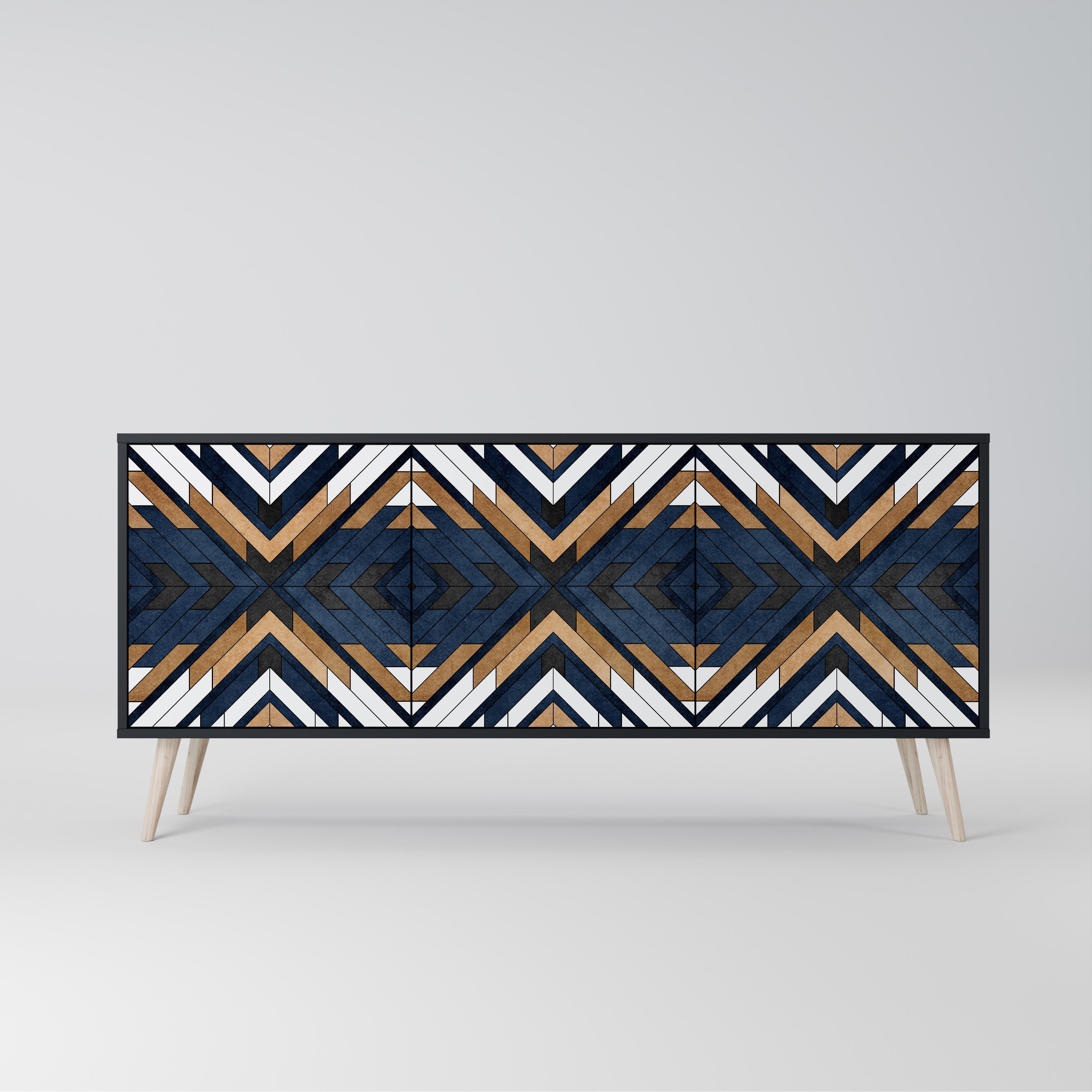 ARTFUL GEOMETRY 3-türiges Sideboard in schwarzem Finish