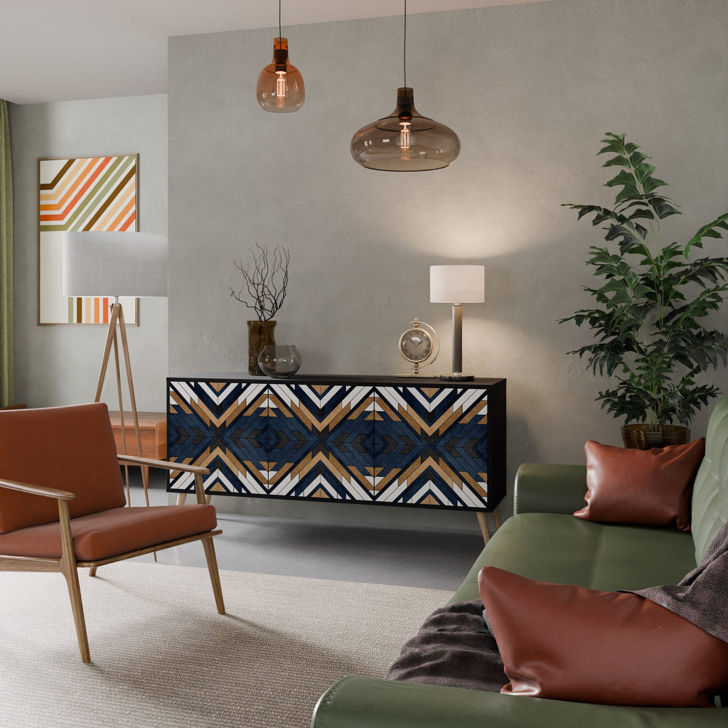 ARTFUL GEOMETRY 3-türiges Sideboard in schwarzem Finish