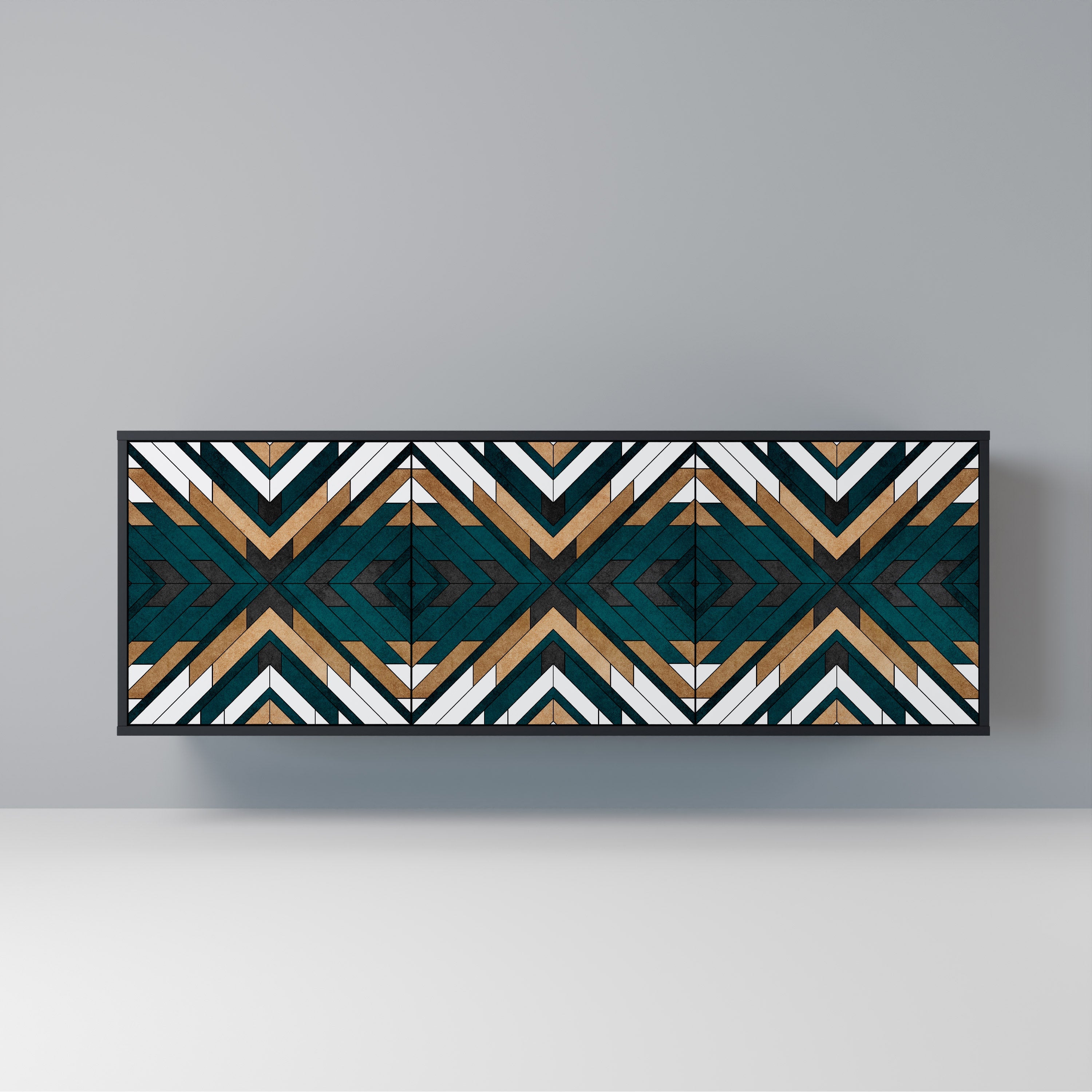 ARTISTIC GEOMETRY 3-türiges Sideboard in Schwarz