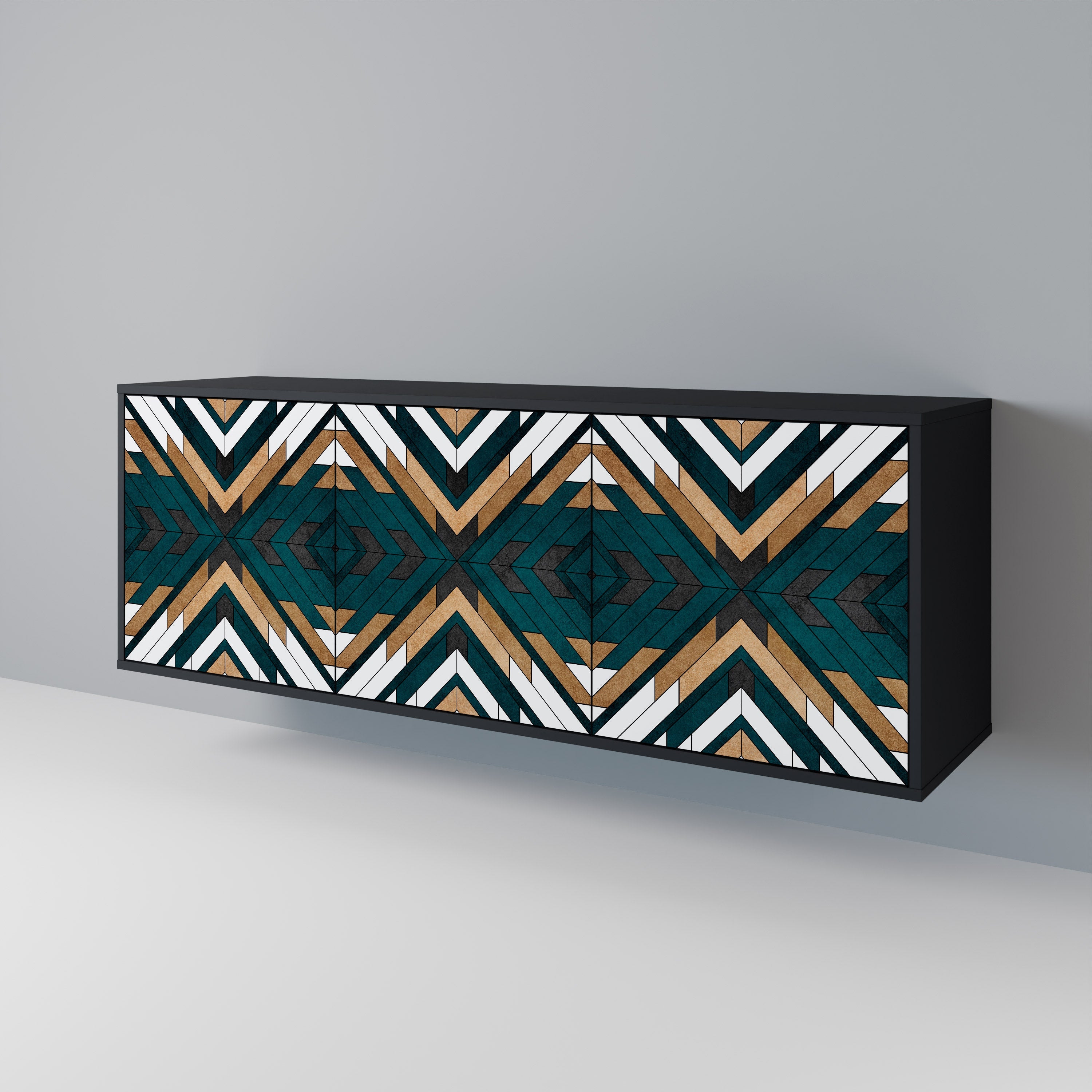 ARTISTIC GEOMETRY 3-türiges Sideboard in Schwarz