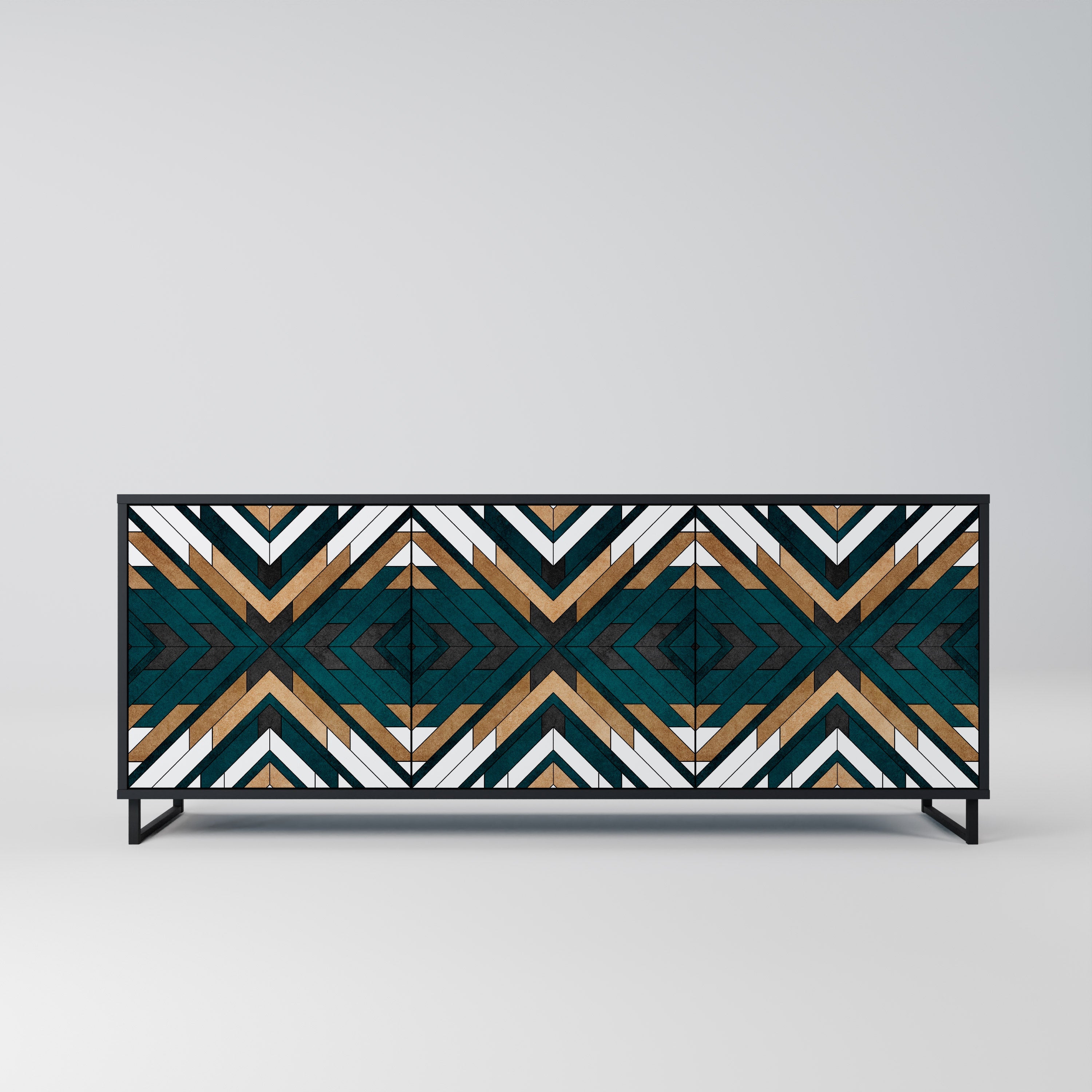 ARTISTIC GEOMETRY 3-türiges Sideboard in Schwarz