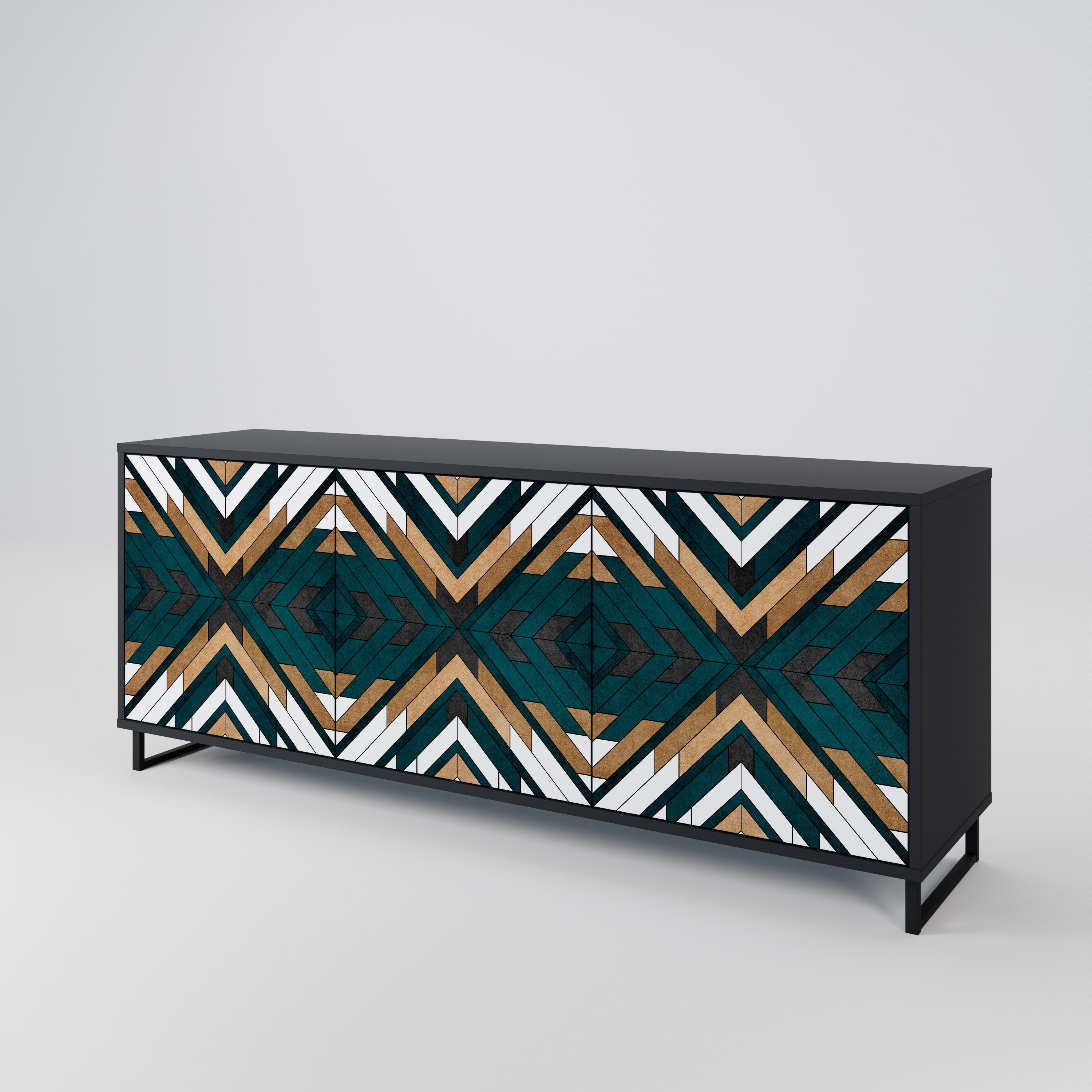 ARTISTIC GEOMETRY 3-türiges Sideboard in Schwarz