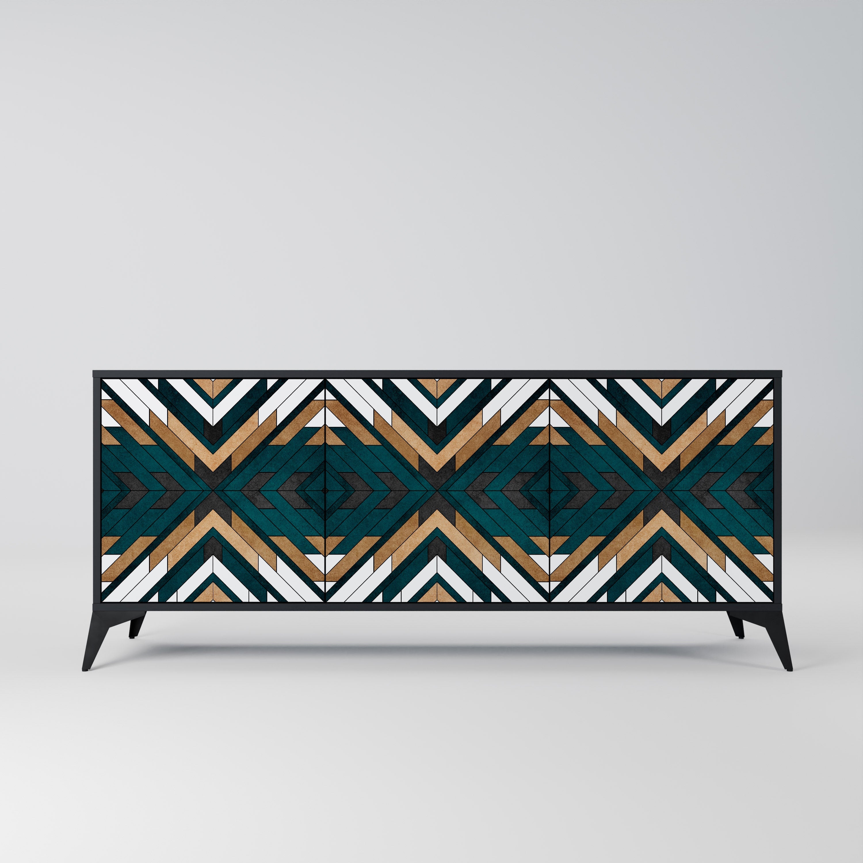 ARTISTIC GEOMETRY 3-türiges Sideboard in Schwarz