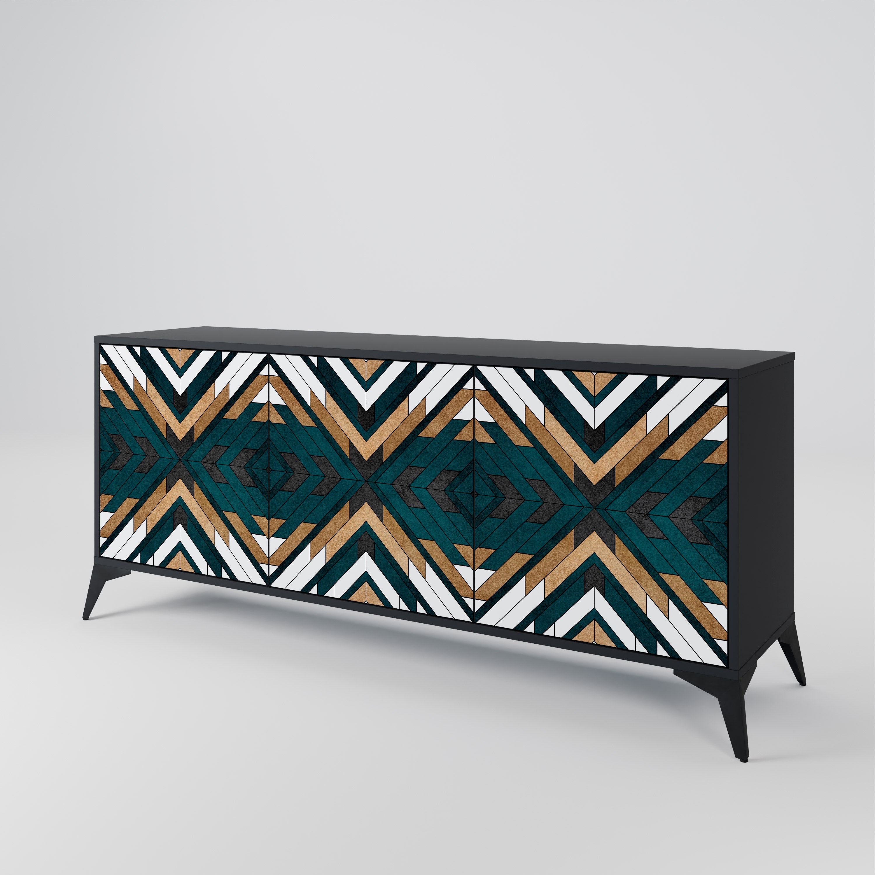 ARTISTIC GEOMETRY 3-türiges Sideboard in Schwarz